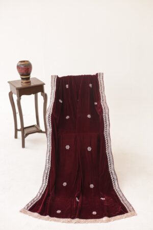 Maroon Velvet Shawl SH-18